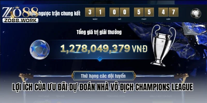 Lợi ích của ưu đãi dự đoán nhà vô địch Champions League 2025